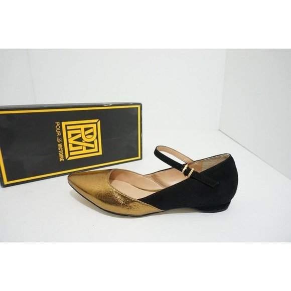 Pour La Victoire Bonat Flat Bronze Black Women's Flats Ankle Strap US 7.5 M $250 - Picture 4 of 11